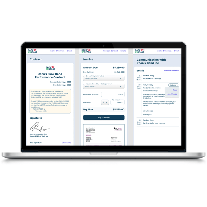 BOS client portal contract and invoice